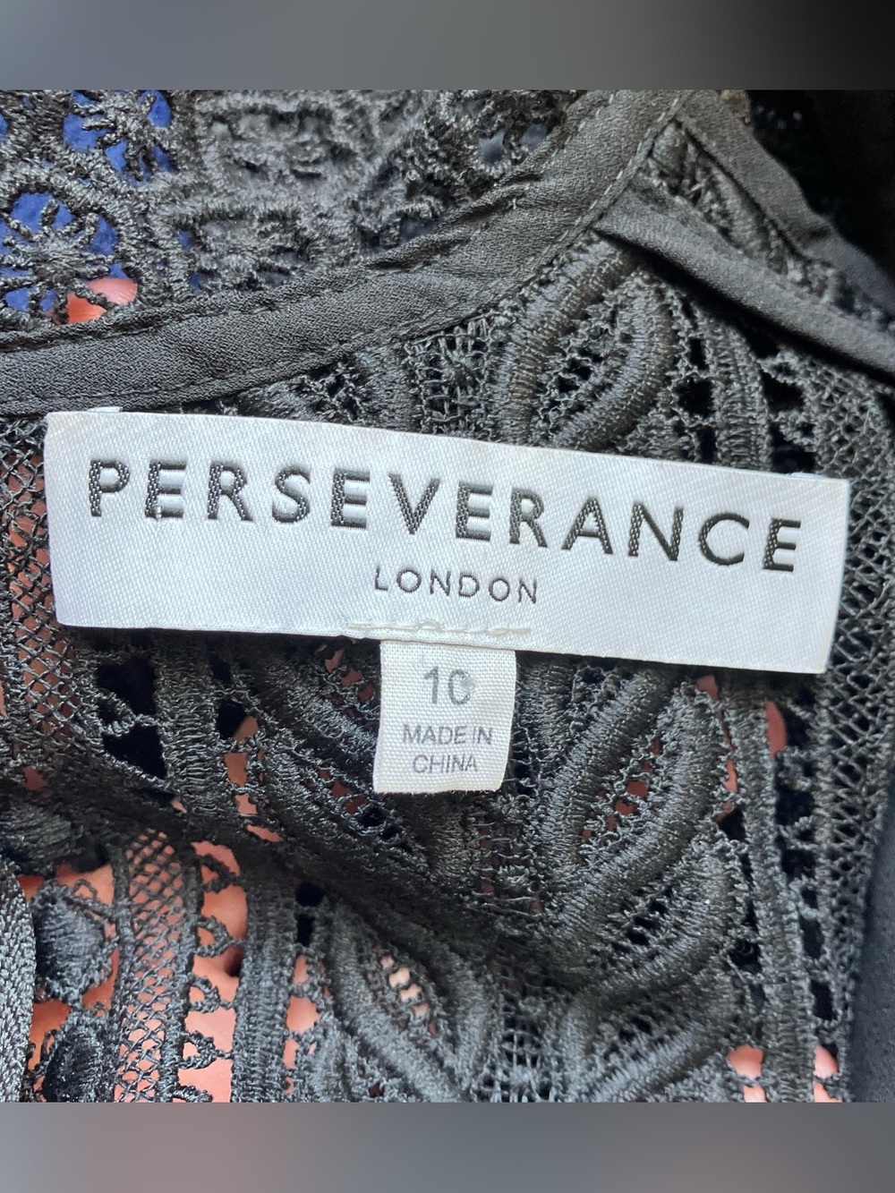 Perseverance London Black Lace Victorian High Neck Peplum Blouse Size 10 - Picture 4 of 11
